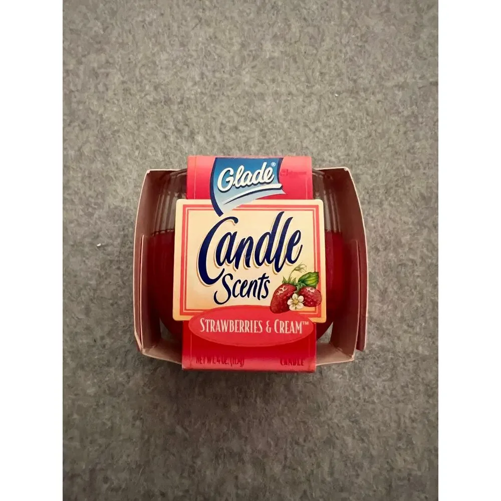 Glade Candle Scents Jar‎ Strawberries & Cream 1996 & Apple Cinnamon 1997 2Pc VTG